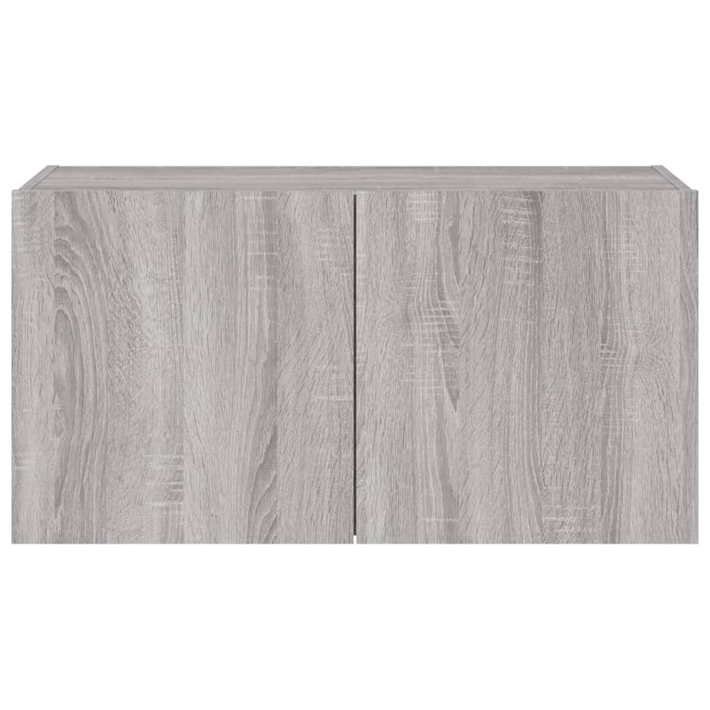 vidaXL TV Wall Cabinet with LED Lights Grey Sonoma 80x35x41 cm