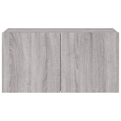 vidaXL TV Wall Cabinet with LED Lights Grey Sonoma 80x35x41 cm