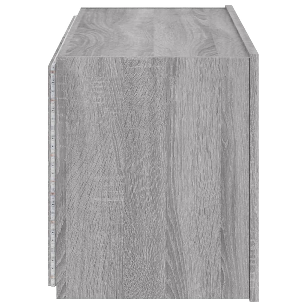 vidaXL TV Wall Cabinet with LED Lights Grey Sonoma 80x35x41 cm