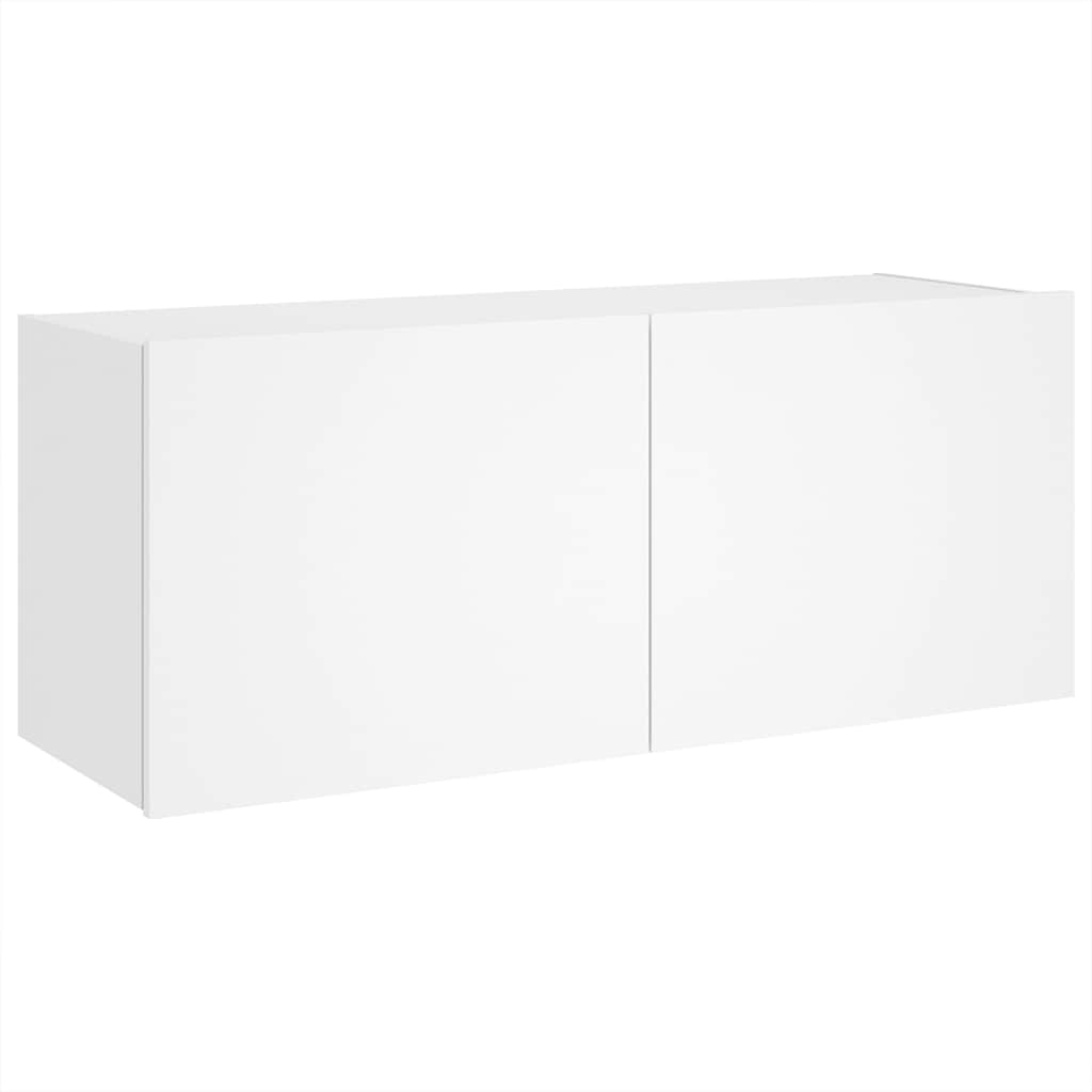 vidaXL TV Wall Cabinet with LED Lights White 100x35x41 cm