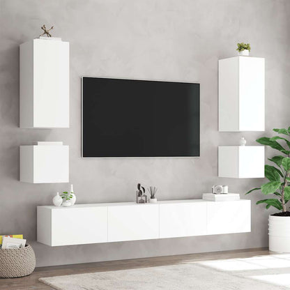 vidaXL TV Wall Cabinet with LED Lights White 100x35x41 cm