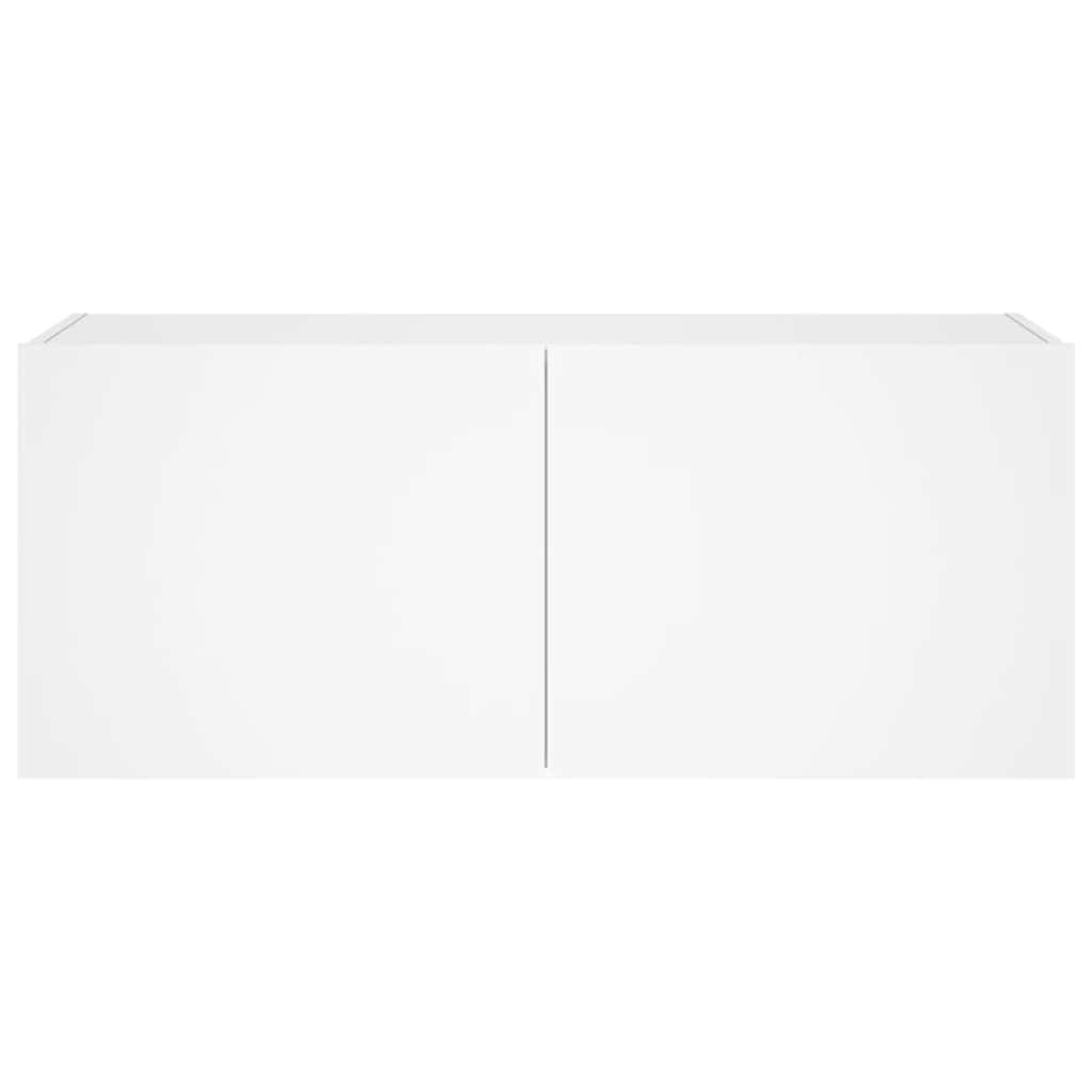 vidaXL TV Wall Cabinet with LED Lights White 100x35x41 cm