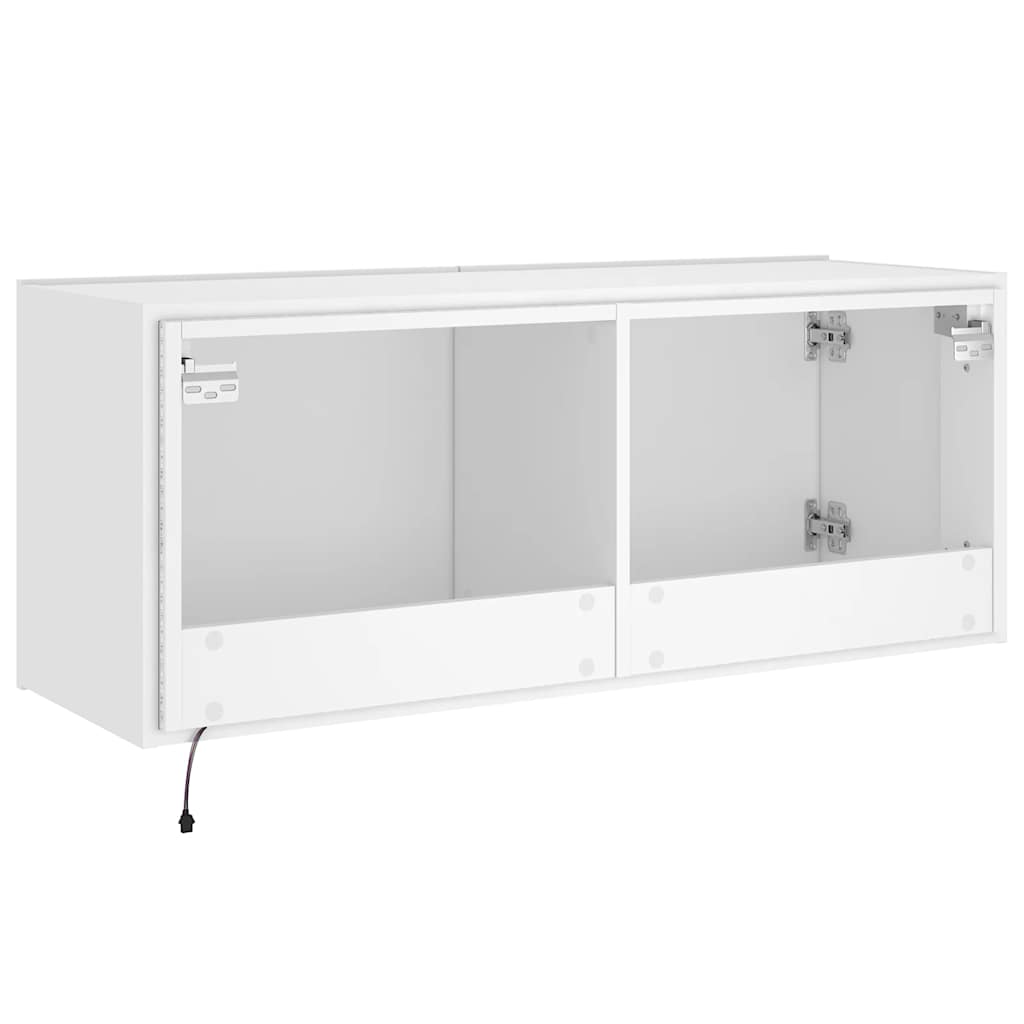 vidaXL TV Wall Cabinet with LED Lights White 100x35x41 cm
