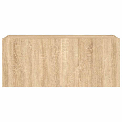vidaXL TV Wall Cabinet with LED Lights Sonoma Oak 100x35x41 cm