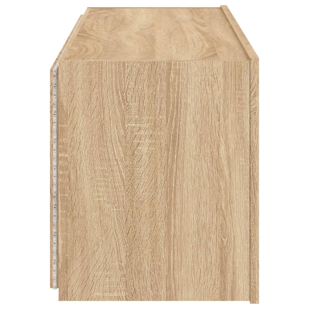 vidaXL TV Wall Cabinet with LED Lights Sonoma Oak 100x35x41 cm