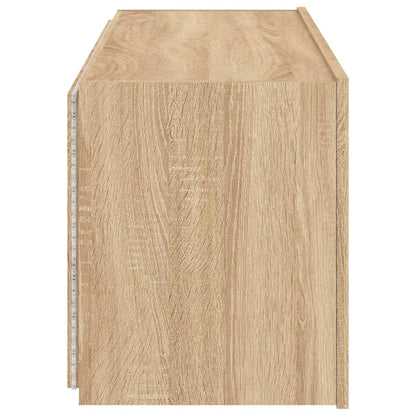 vidaXL TV Wall Cabinet with LED Lights Sonoma Oak 100x35x41 cm
