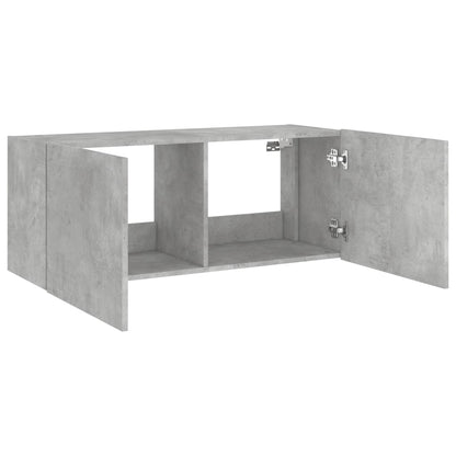 vidaXL TV Wall Cabinet with LED Lights Concrete Grey 100x35x41 cm