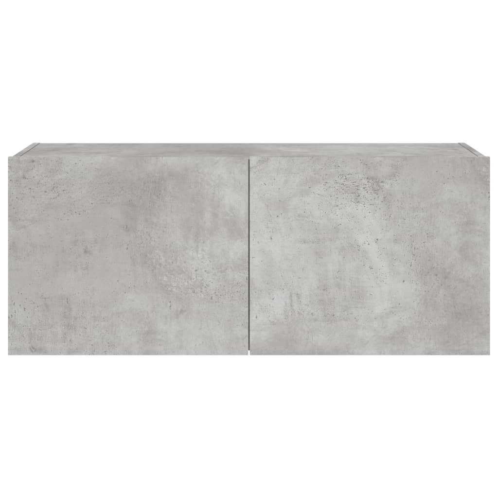 vidaXL TV Wall Cabinet with LED Lights Concrete Grey 100x35x41 cm