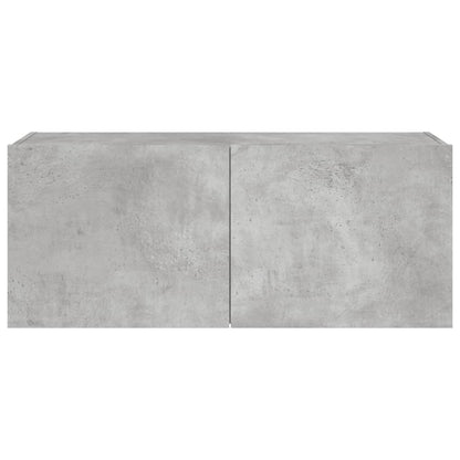 vidaXL TV Wall Cabinet with LED Lights Concrete Grey 100x35x41 cm
