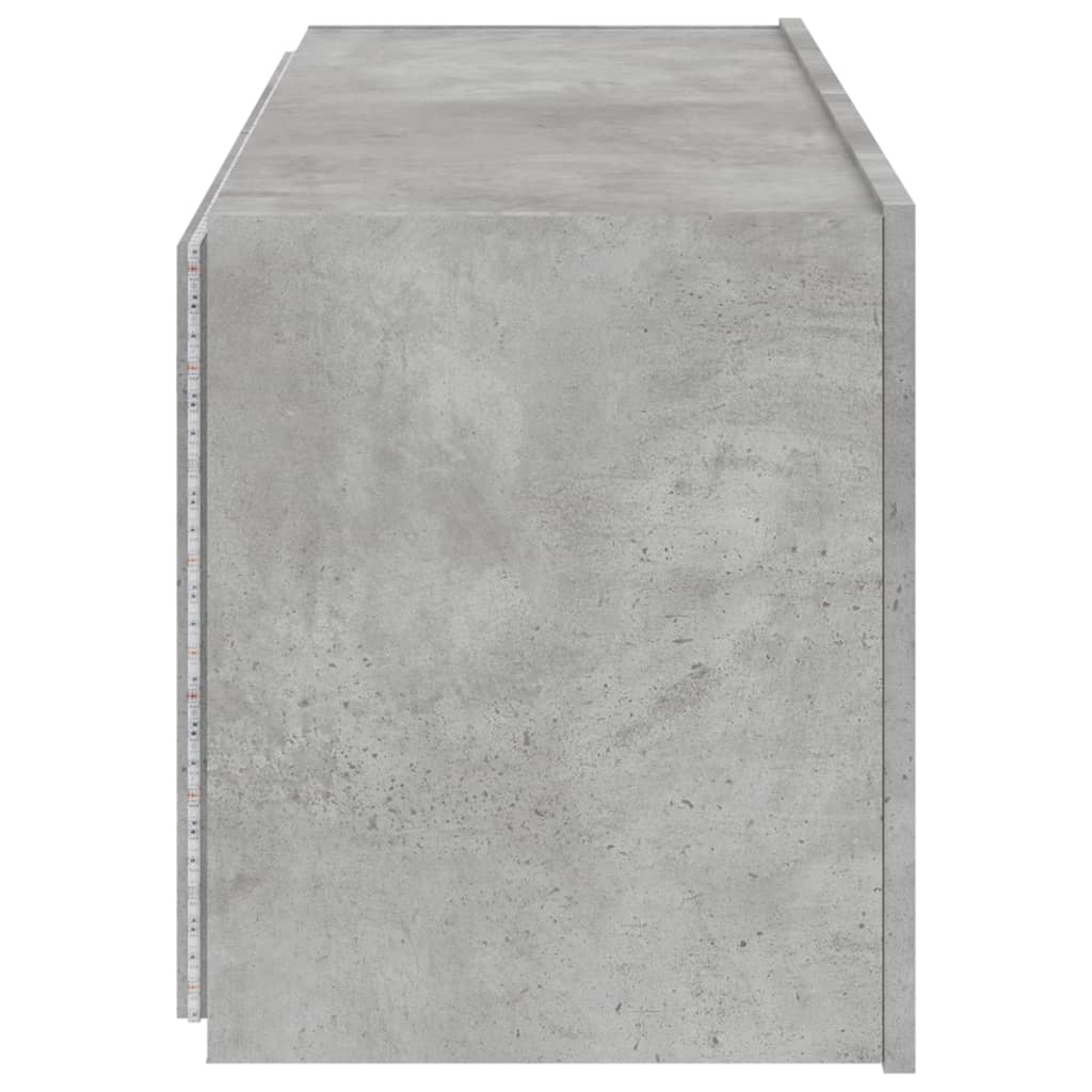 vidaXL TV Wall Cabinet with LED Lights Concrete Grey 100x35x41 cm
