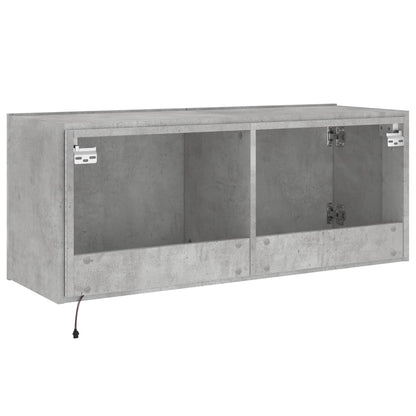 vidaXL TV Wall Cabinet with LED Lights Concrete Grey 100x35x41 cm