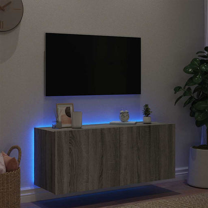 vidaXL TV Wall Cabinet with LED Lights Grey Sonoma 100x35x41 cm