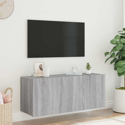 vidaXL TV Wall Cabinet with LED Lights Grey Sonoma 100x35x41 cm