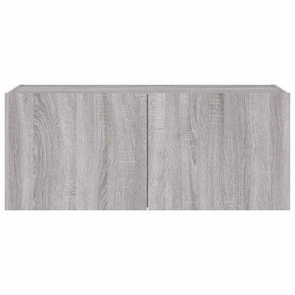 vidaXL TV Wall Cabinet with LED Lights Grey Sonoma 100x35x41 cm