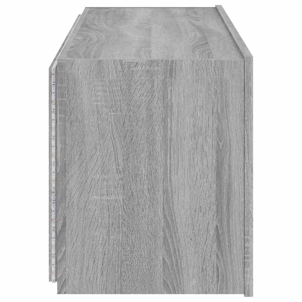 vidaXL TV Wall Cabinet with LED Lights Grey Sonoma 100x35x41 cm