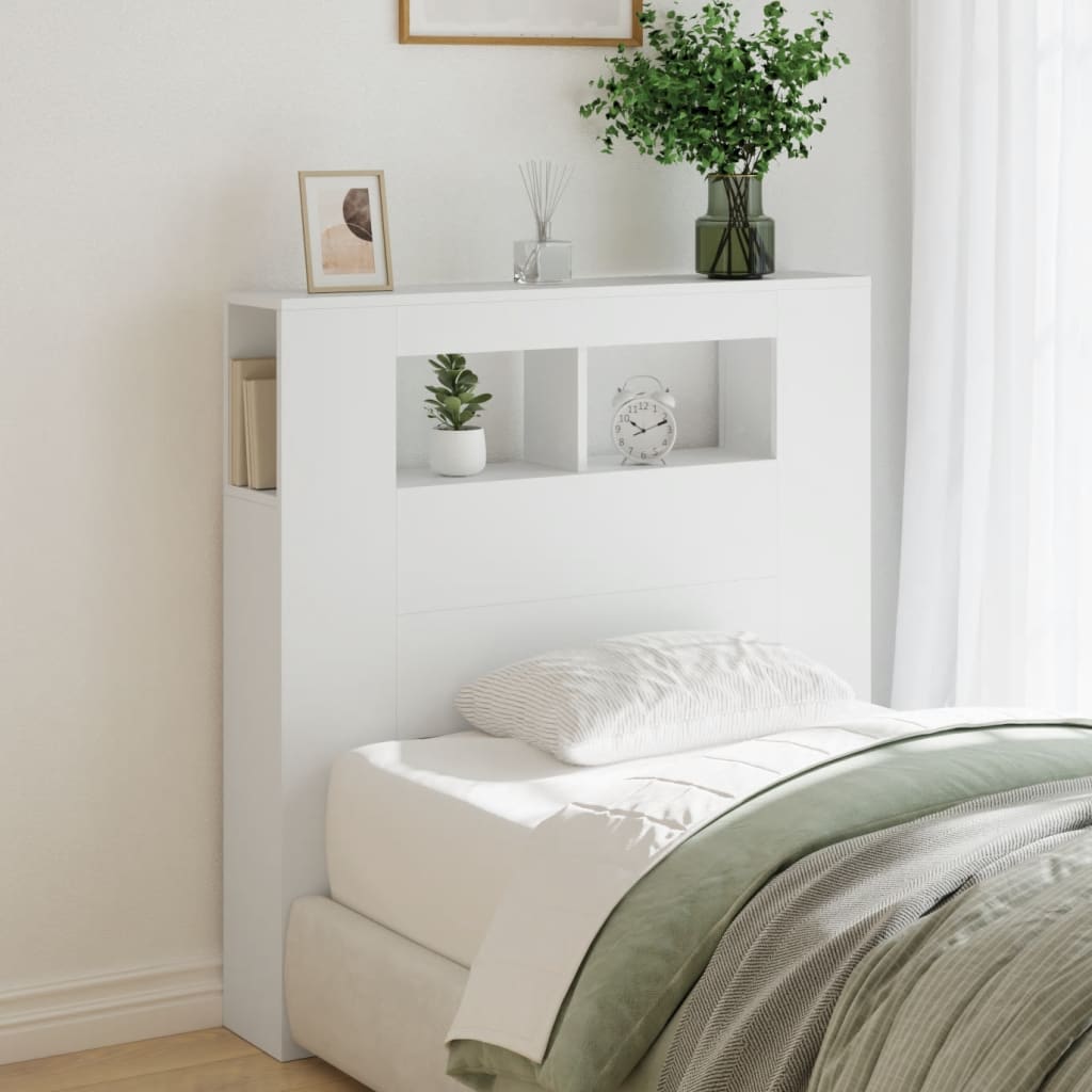 vidaXL LED Headboard White 100x18,5x103,5 cm Engineered Wood