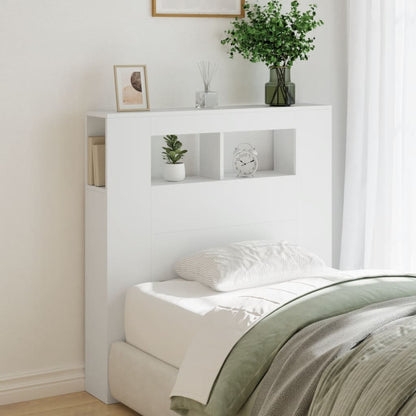 vidaXL LED Headboard White 100x18,5x103,5 cm Engineered Wood