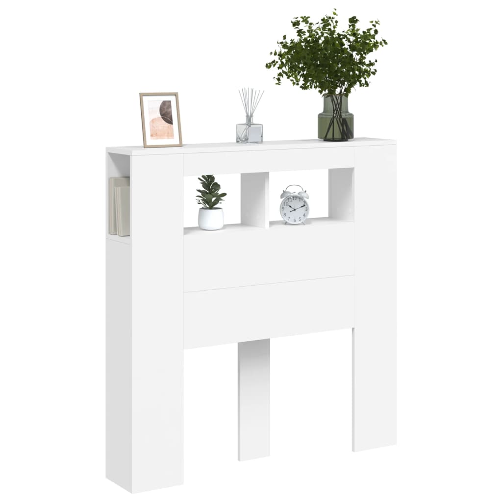 vidaXL LED Headboard White 100x18,5x103,5 cm Engineered Wood