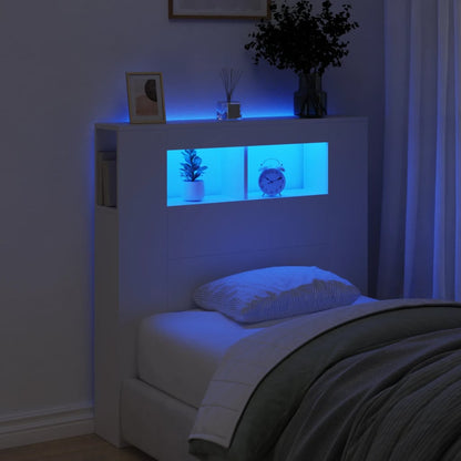 vidaXL LED Headboard White 100x18,5x103,5 cm Engineered Wood