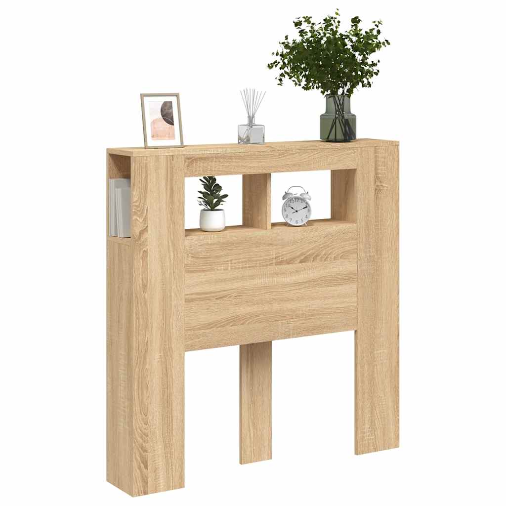 vidaXL LED Headboard Sonoma Oak 100x18,5x103,5 cm Engineered Wood
