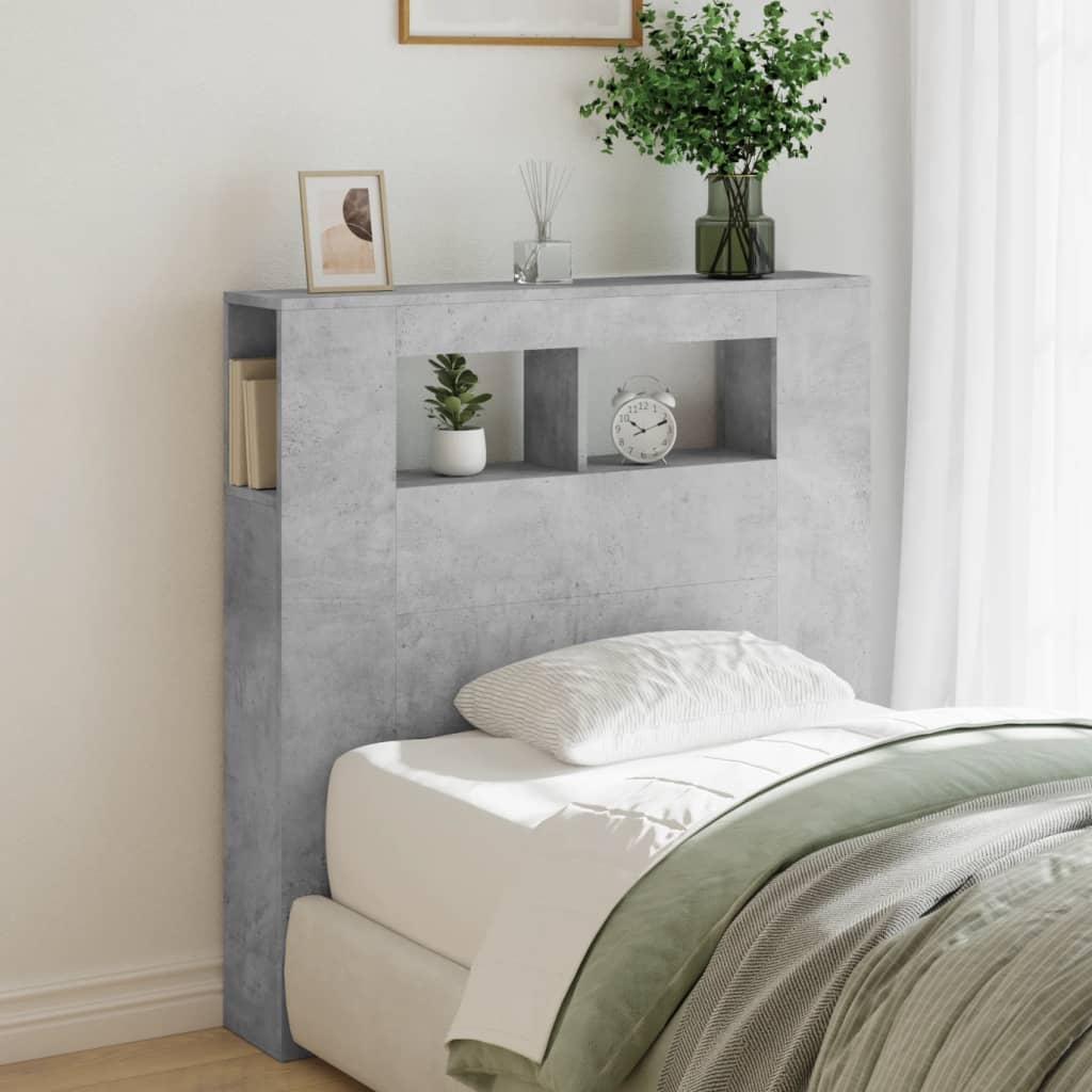 vidaXL LED Headboard Concrete Grey 100x18,5x103,5 cm Engineered Wood
