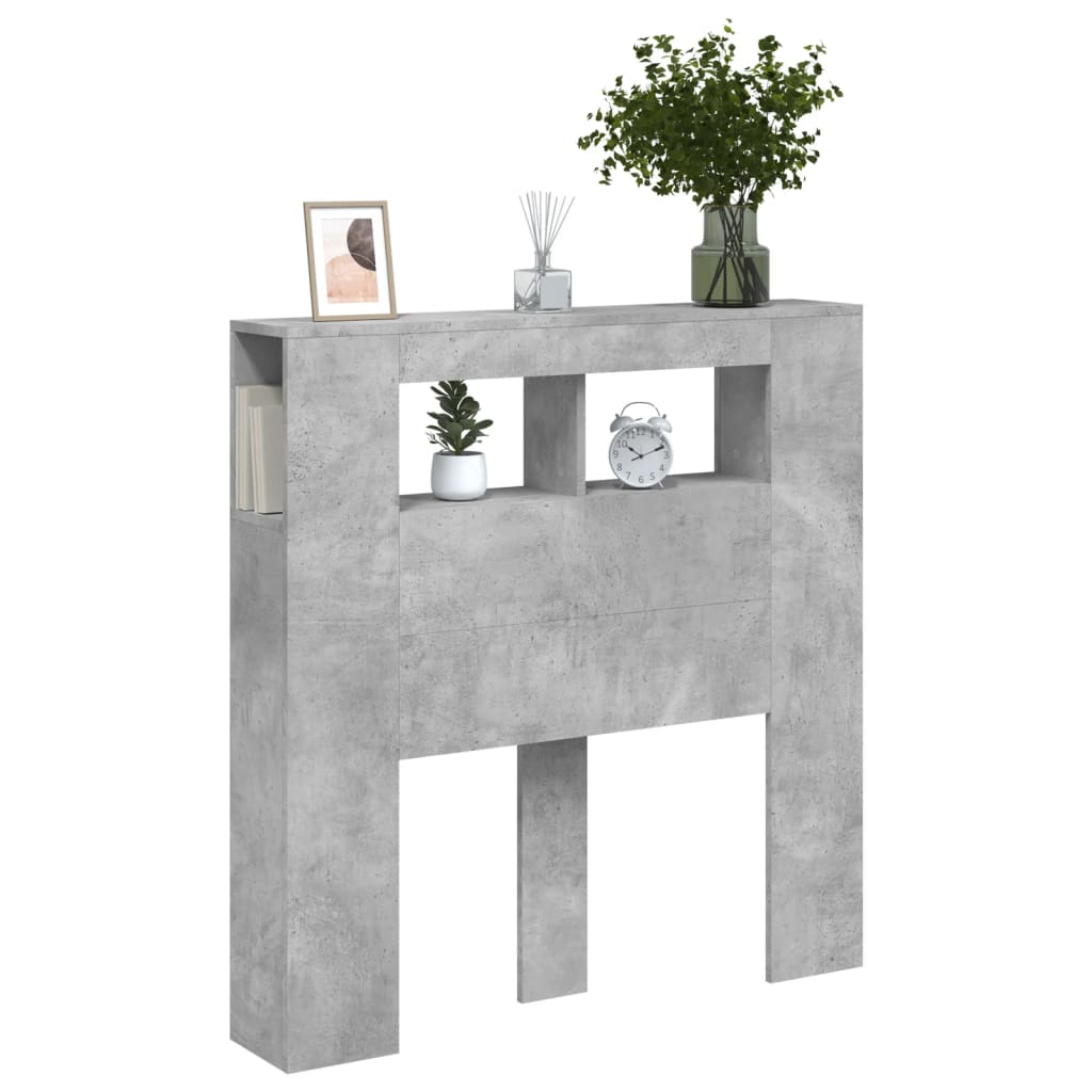 vidaXL LED Headboard Concrete Grey 100x18,5x103,5 cm Engineered Wood