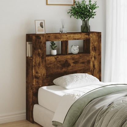 vidaXL LED Headboard Smoked Oak 100x18.5x103.5 cm Engineered Wood
