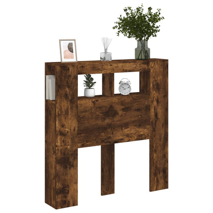 vidaXL LED Headboard Smoked Oak 100x18,5x103,5 cm Engineered Wood