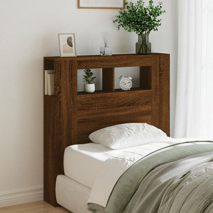 vidaXL LED Headboard Brown Oak 100x18,5x103,5 cm Engineered Wood