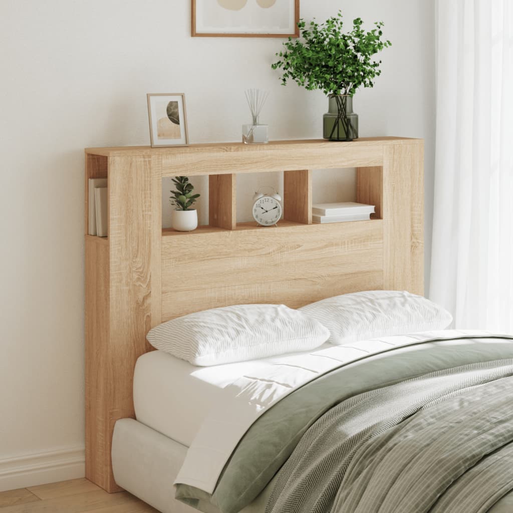 vidaXL LED Headboard Sonoma Oak 120x18,5x103,5 cm Engineered Wood