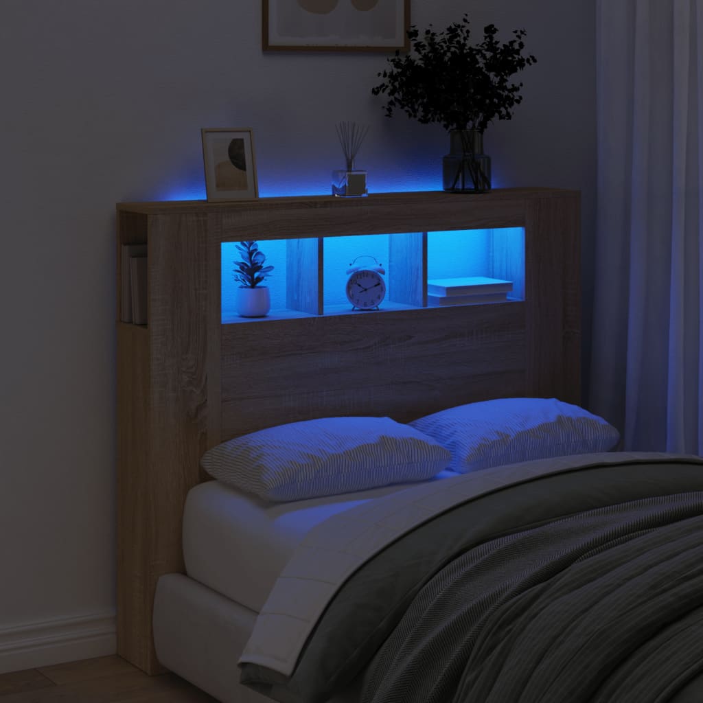 vidaXL LED Headboard Sonoma Oak 120x18,5x103,5 cm Engineered Wood