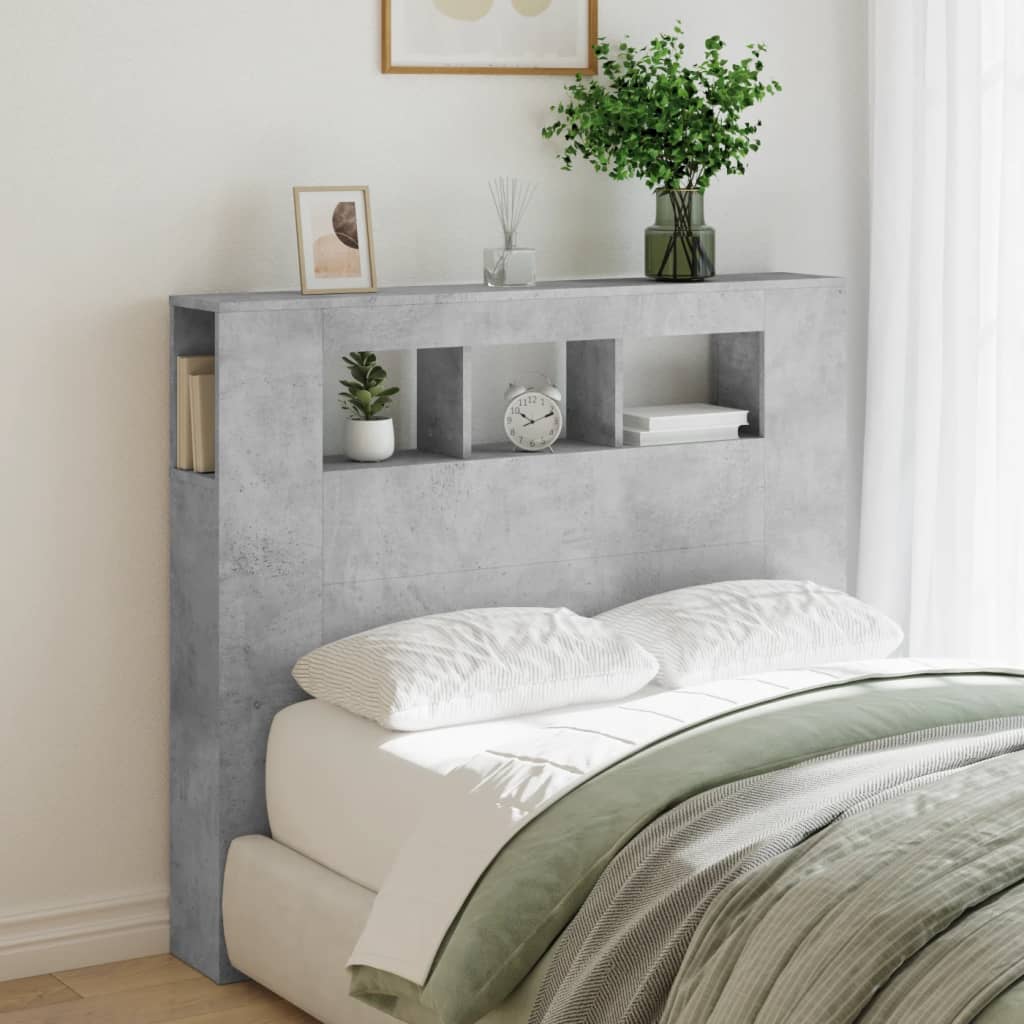 vidaXL LED Headboard Concrete Grey 120x18,5x103,5 cm Engineered Wood