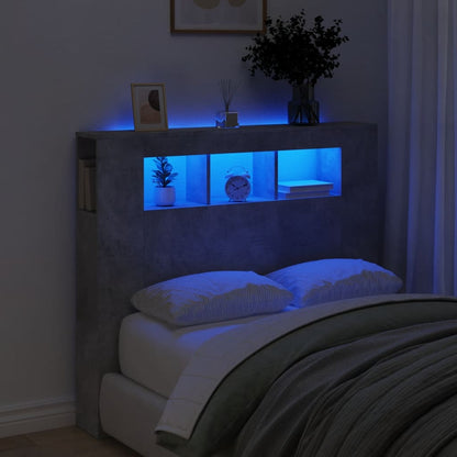 vidaXL LED Headboard Concrete Grey 120x18,5x103,5 cm Engineered Wood
