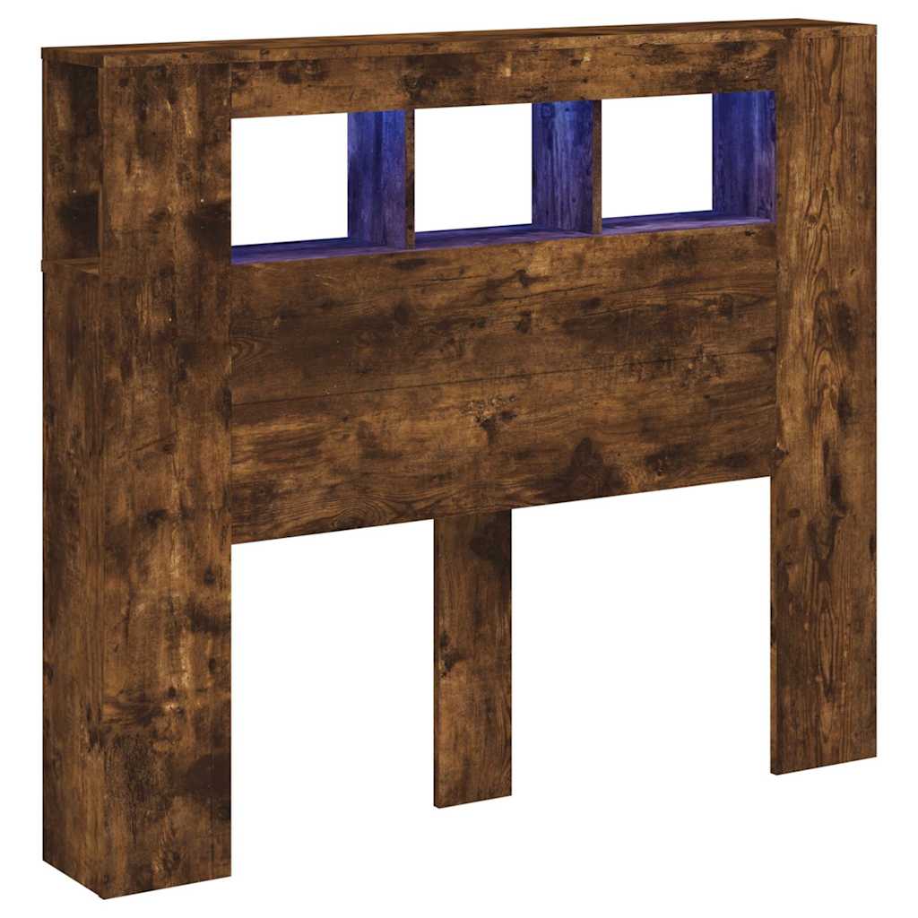 vidaXL LED Headboard Smoked Oak 120x18,5x103,5 cm Engineered Wood