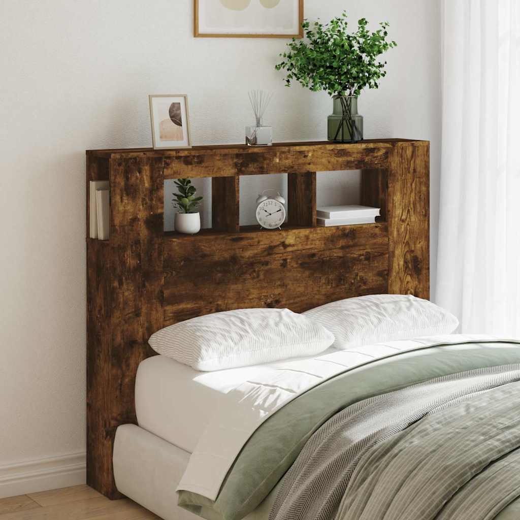 vidaXL LED Headboard Smoked Oak 120x18,5x103,5 cm Engineered Wood