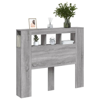 vidaXL LED Headboard Grey Sonoma 120x18,5x103,5 cm Engineered Wood