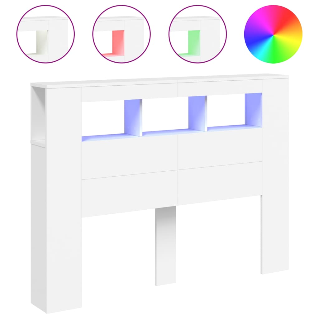 vidaXL LED Headboard White 140x18,5x103,5 cm Engineered Wood