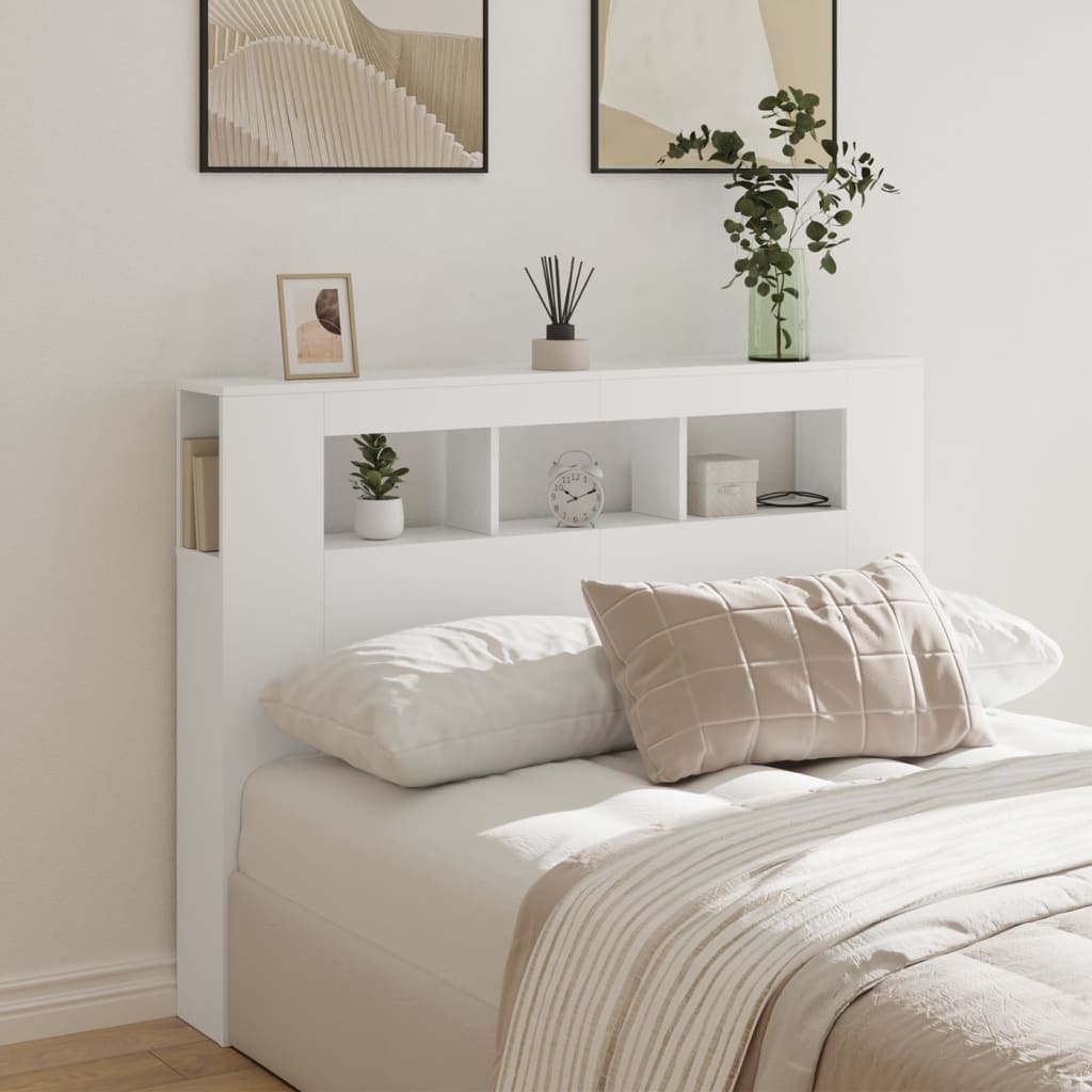 vidaXL LED Headboard White 140x18,5x103,5 cm Engineered Wood