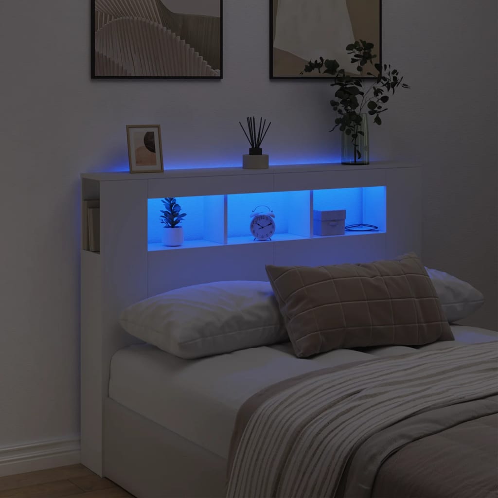 vidaXL LED Headboard White 140x18,5x103,5 cm Engineered Wood