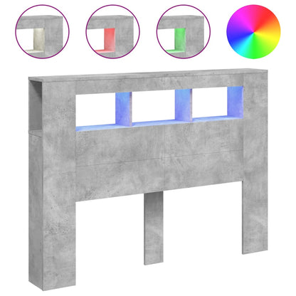 vidaXL LED Headboard Concrete Grey 140x18,5x103,5 cm Engineered Wood