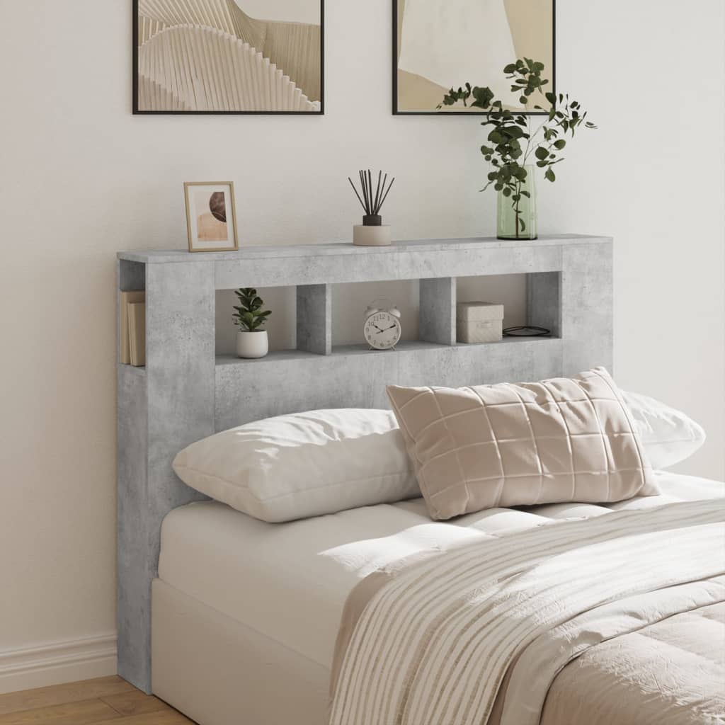 vidaXL LED Headboard Concrete Grey 140x18,5x103,5 cm Engineered Wood