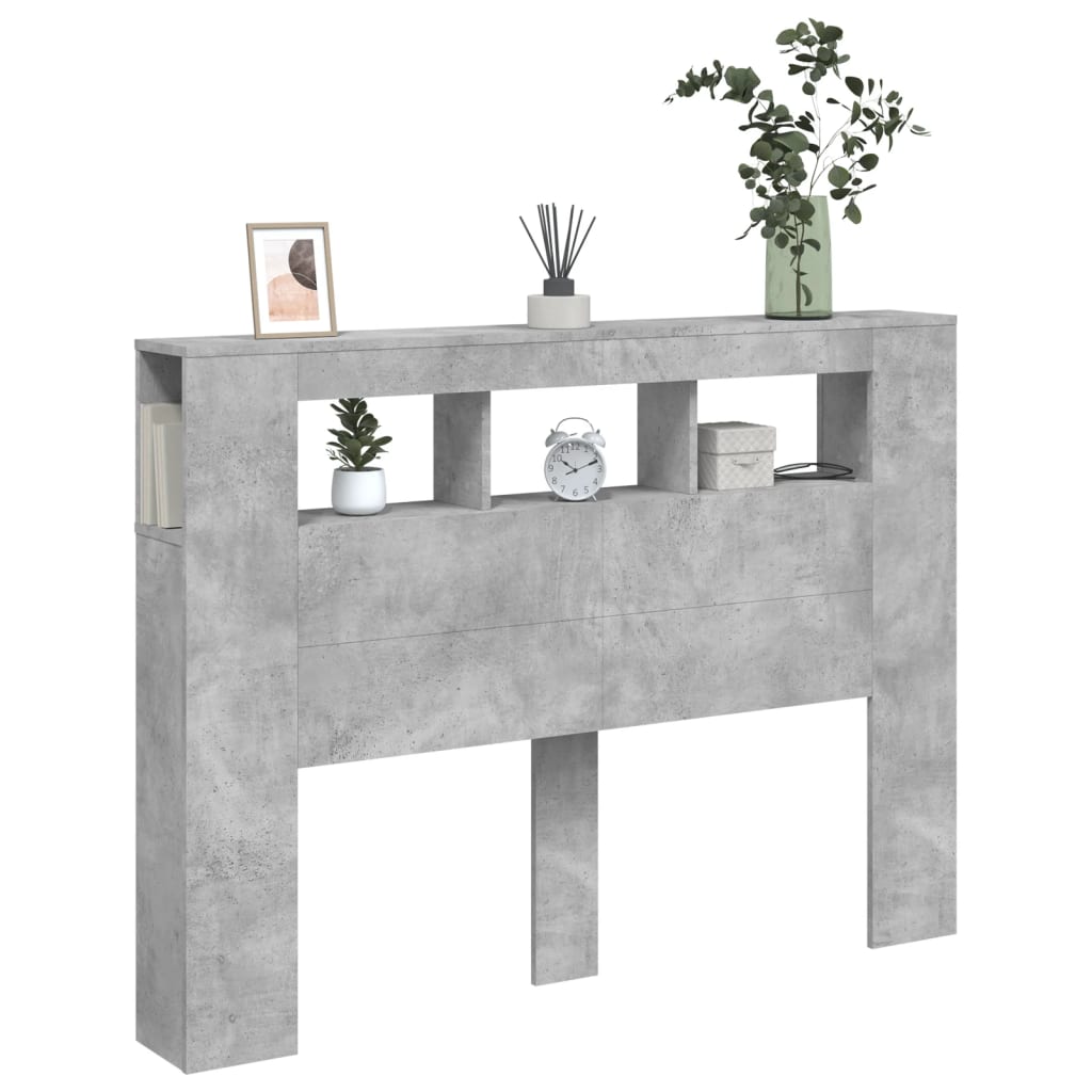 vidaXL LED Headboard Concrete Grey 140x18,5x103,5 cm Engineered Wood