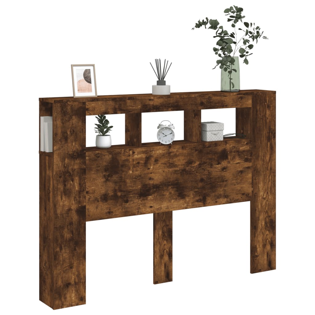 vidaXL LED Headboard Smoked Oak 140x18,5x103,5 cm Engineered Wood