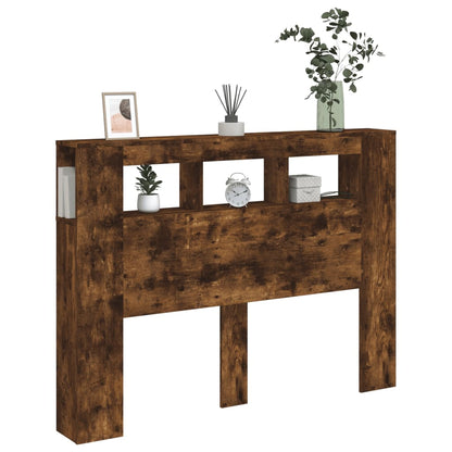 vidaXL LED Headboard Smoked Oak 140x18,5x103,5 cm Engineered Wood
