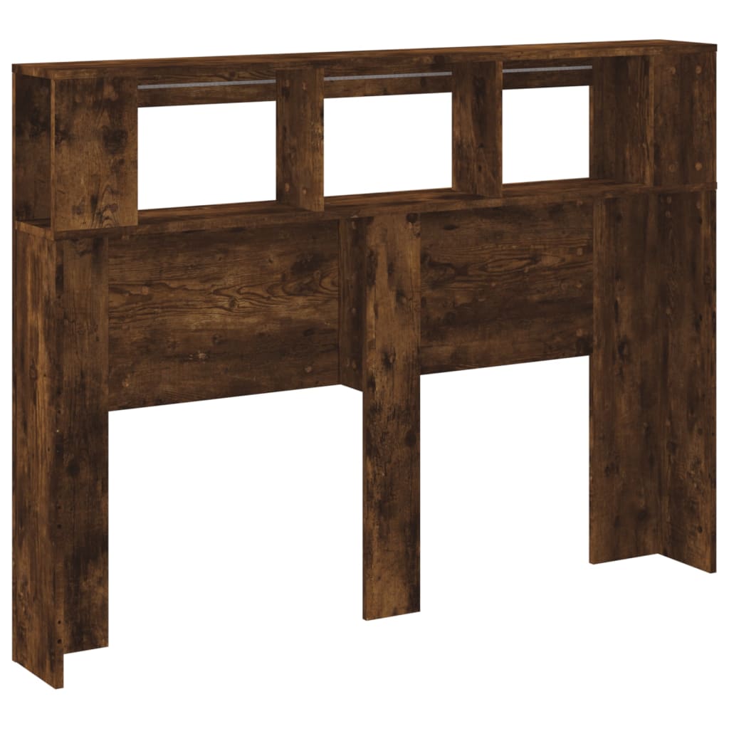 vidaXL LED Headboard Smoked Oak 140x18,5x103,5 cm Engineered Wood