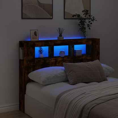 vidaXL LED Headboard Smoked Oak 140x18,5x103,5 cm Engineered Wood