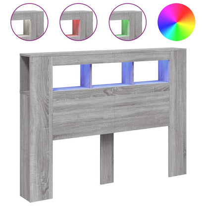 vidaXL LED Headboard Grey Sonoma 140x18,5x103,5 cm Engineered Wood
