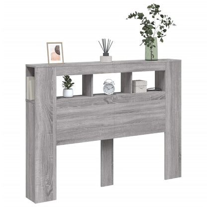vidaXL LED Headboard Grey Sonoma 140x18,5x103,5 cm Engineered Wood