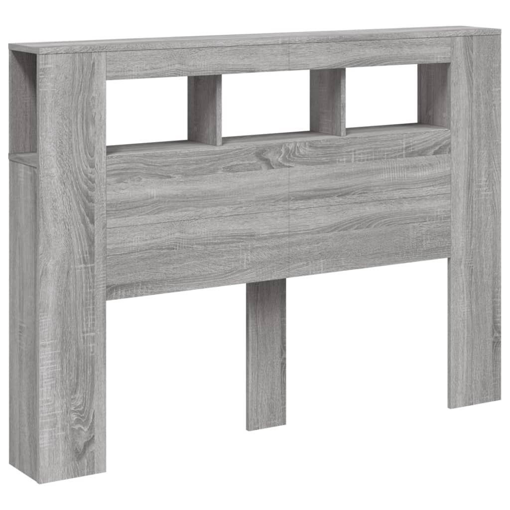 vidaXL LED Headboard Grey Sonoma 140x18,5x103,5 cm Engineered Wood