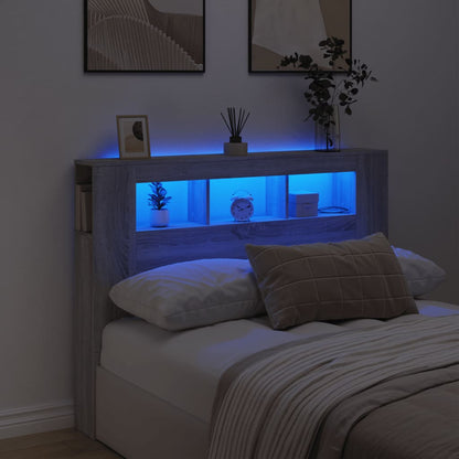 vidaXL LED Headboard Grey Sonoma 140x18,5x103,5 cm Engineered Wood